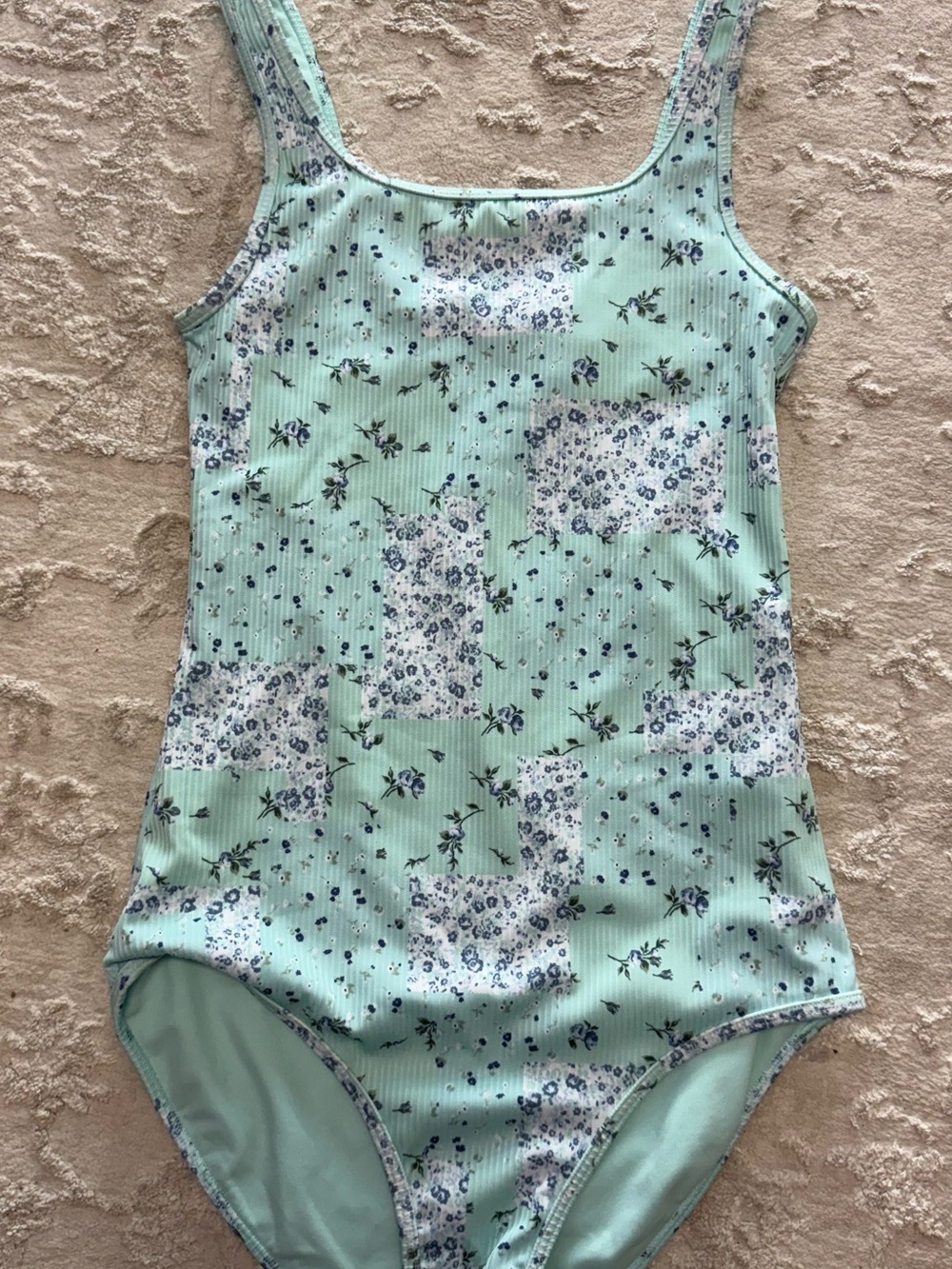 NWT abercrombie kids Mint Green Floral One-Piece Swimsuit
